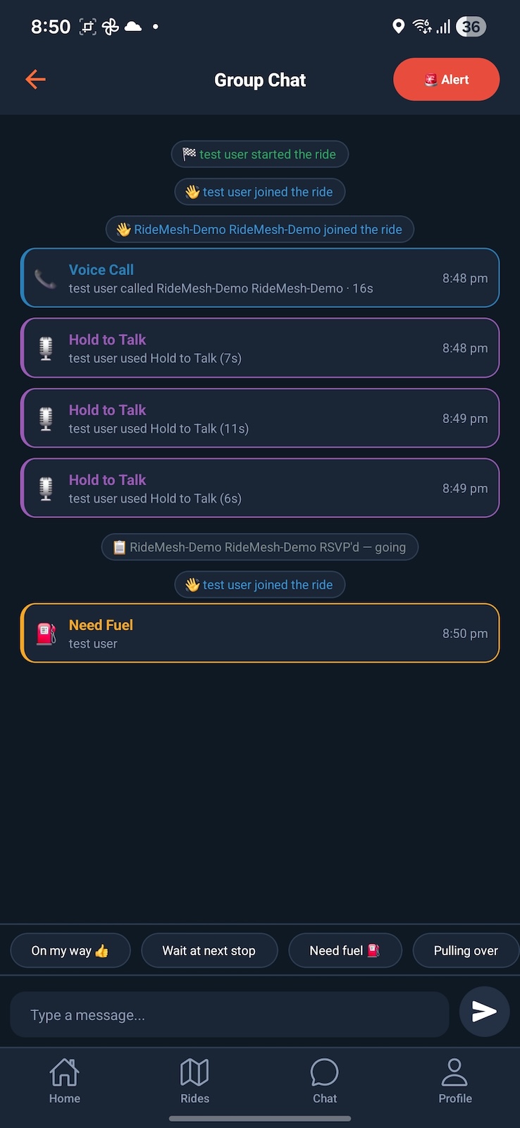 Group chat screen